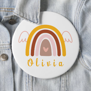 Badge Rond 15,2 Cm Arc-en-ciel Whimsical Boho avec un nom personnalis