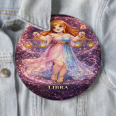 Badge Rond 15,2 Cm Archive Galaxy: Libra Neon Harmony (En situation)