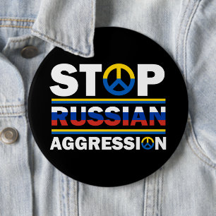 Badge Rond 15,2 Cm Arrêter l'agression russe/Ukraine