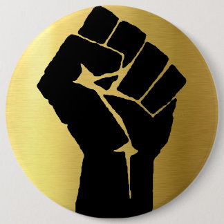 Badge Rond 15,2 Cm Arrière - plan de poing et d'or de puissance noire