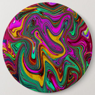 Badge Rond 15,2 Cm Art abstrait rose chaleureux marbré et vert écume
