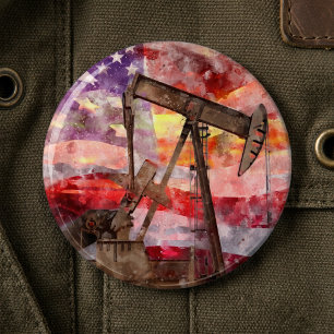 Badge Rond 15,2 Cm Art aquarelle du coucher de soleil pompe patriotiq