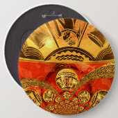 Badge Rond 15,2 Cm Art Culturel Africain : Design Rouge Or Riche (Devant & derrière)