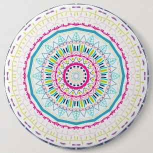 Badge Rond 15,2 Cm Art de mandala coloré vibrant