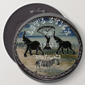 Badge Rond 15,2 Cm Art Eléphant Africain (Devant & derrière)