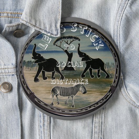 Badge Rond 15,2 Cm Art Eléphant Africain (En situation)