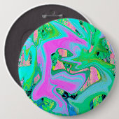 Badge Rond 15,2 Cm Art Liquide rose et bleu clair rétro sur Hydrangea (Devant & derrière)