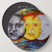 Badge Rond 15,2 Cm Art original lune de soleil éclipse (Devant & derrière)