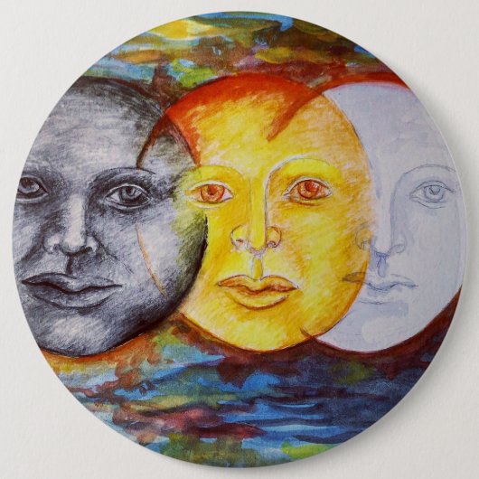 Badge Rond 15,2 Cm Art original lune de soleil éclipse (Devant)