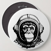 Badge Rond 15,2 Cm Astronaute Singe (Devant & derrière)