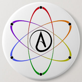 Badge Rond 15,2 Cm Atheist Atom Symbol Rainbow