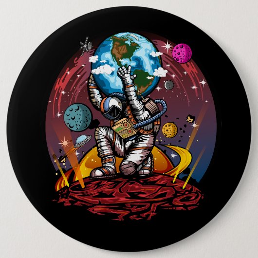 Badge Rond 15,2 Cm Atlas Space Man (Devant)