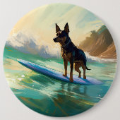 Badge Rond 15,2 Cm Australian Kelpie Beach Surf Paining (Devant)