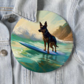 Badge Rond 15,2 Cm Australian Kelpie Beach Surf Paining (En situation)