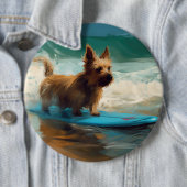 Badge Rond 15,2 Cm Australian Terrier Beach Surfing Paining (En situation)