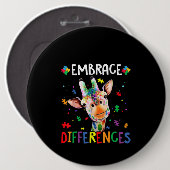 Badge Rond 15,2 Cm Autiste |Embrasser les différences Giraffe Puzzle  (Devant & derrière)