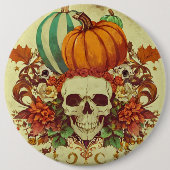 Badge Rond 15,2 Cm Automne/Automne/Halloween/citrouille/squelette (Devant)