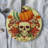 Badge Rond 15,2 Cm Automne/Automne/Halloween/citrouille/squelette (En situation)