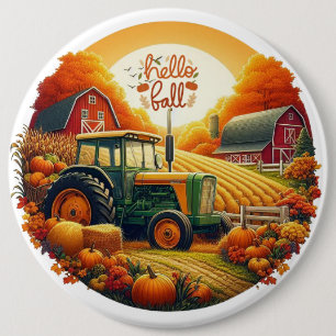 Badge Rond 15,2 Cm Automne rustique/vintage sur la ferme