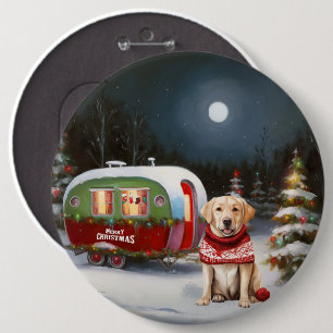 Badge Rond 15,2 Cm Aventure de Noël en caravane au Labrador hivernal