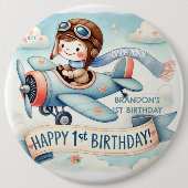 Badge Rond 15,2 Cm Avion Boy 1er anniversaire (Devant)