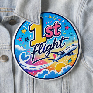 Badge Rond 15,2 Cm Avion de souvenir de 1er vol coloré