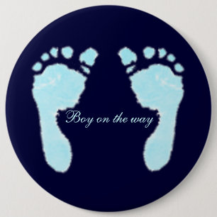 Badge Rond 15,2 Cm Baby Footprints (Boy)
