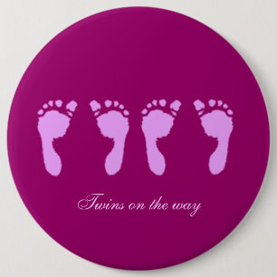 Badge Rond 15,2 Cm Baby Footprints (Girl Twins)
