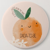Badge Rond 15,2 Cm Baby shower botanique Little Cutie Orange Citrus (Devant)