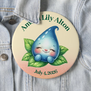 Badge Rond 15,2 Cm Baby shower de goutte-à-goutte pour bébé couché mo