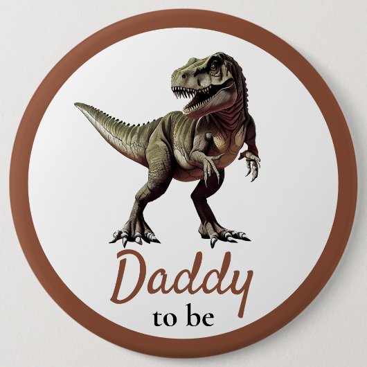 Badge Rond 15,2 Cm Baby shower Dinosaur Daddy (Devant)
