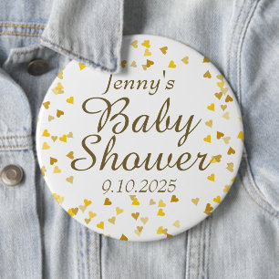 Badge Rond 15,2 Cm Baby shower Gold Love Hearts / Sprinkle / Couples