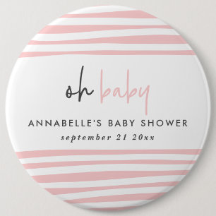 Badge Rond 15,2 Cm Baby shower jumeau rose bleu moderne fête de typog