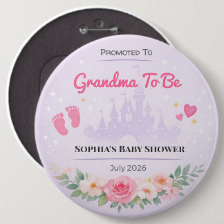 Badge Rond 15,2 Cm Baby Shower Pin | Promoted Grandma | Party Favor