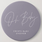 Badge Rond 15,2 Cm Baby shower script moderne lilas violet minimal (Devant)