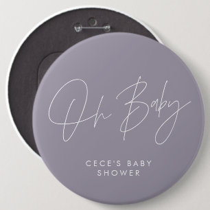 Badge Rond 15,2 Cm Baby shower script moderne lilas violet minimal