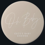 Badge Rond 15,2 Cm Baby shower script moderne minimaliste cerise rose<br><div class="desc">Baby shower script moderne brillant cerise rose et blanc élégant décor de fête habillage design bouton. Idéal design contemporain minimaliste baby shower fête.</div>