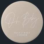 Badge Rond 15,2 Cm Baby shower script moderne minimaliste cerise rose<br><div class="desc">Baby shower script moderne brillant cerise rose et blanc élégant décor de fête habillage design bouton. Idéal design contemporain minimaliste baby shower fête.</div>