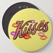 BADGE ROND 15,2 CM BAISERS SUR LES LÈVRES (Devant & derrière)