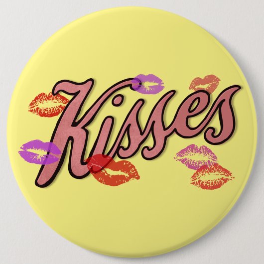 BADGE ROND 15,2 CM BAISERS SUR LES LÈVRES (Devant)