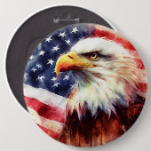 Badge Rond 15,2 Cm Bald Eagle avec drapeau des États-Unis d'Amérique (Devant & derrière)