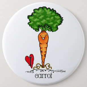 Badge Rond 15,2 Cm Bande dessinée de carotte - bouton végétarien