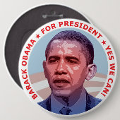 Badge Rond 15,2 Cm Barack Obama pour le président (Devant & derrière)