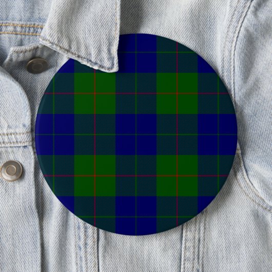 Badge Rond 15,2 Cm Barclay tartan bleu vert plaid (En situation)