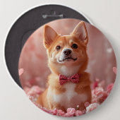 Badge Rond 15,2 Cm Basenji avec Rose - Saint Valentin (Devant & derrière)