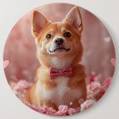 Badge Rond 15,2 Cm Basenji avec Rose - Saint Valentin (Devant)