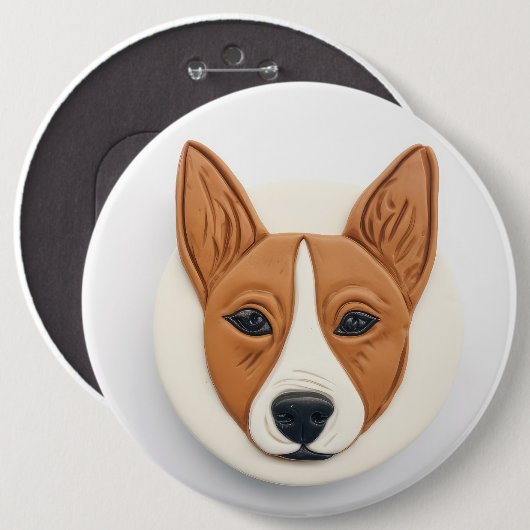 Badge Rond 15,2 Cm Basenji Chien 3D Inspiré (Devant & derrière)