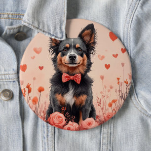 Badge Rond 15,2 Cm Bataille australienne avec Roses - Saint-Valentin