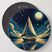 Badge Rond 15,2 Cm Bateau à voile la nuit (Devant & derrière)
