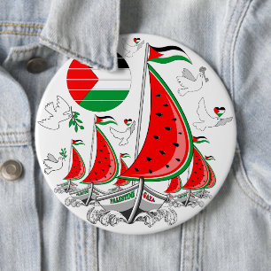 Badge Rond 15,2 Cm Bateaux de la Flottille de la Liberté Mondiale à G